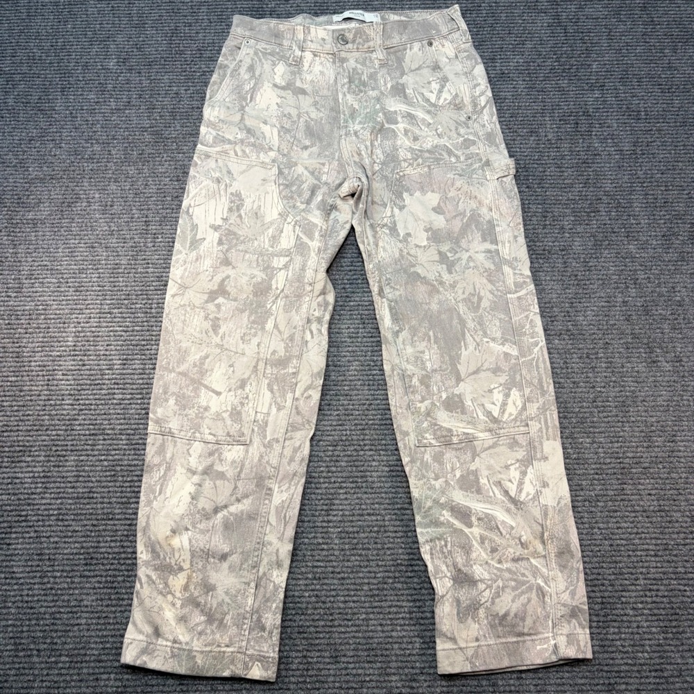 Hollister Mens Loose Carpenter Pants Grey Leaf Camo Double Knee Workwear W28 L30